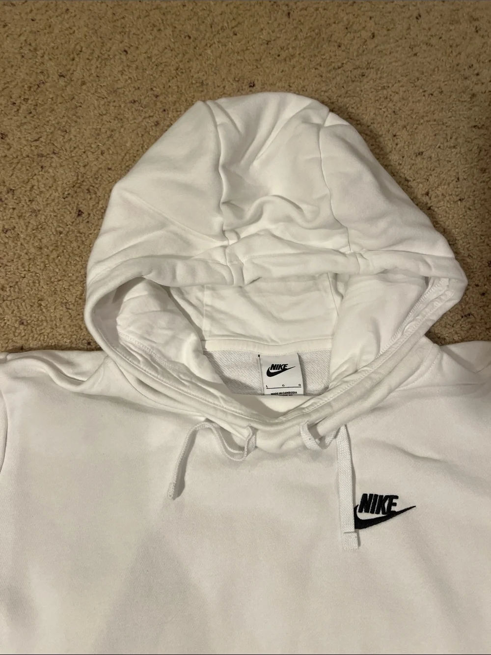 Nike White Pullover Hoodie with Black Swoosh